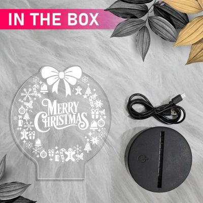 3D Illusion Christmas Night Lamp with Automatic Color Changing Light & On/Off Touch Button